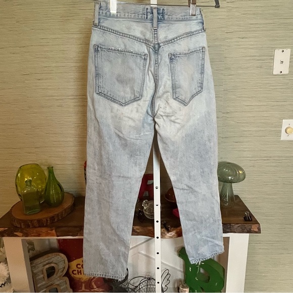 AGOLDE Riley High Rise Straight Crop Blue Jeans Womans Sz 26 (28x25) Button Fly - Picture 2 of 6